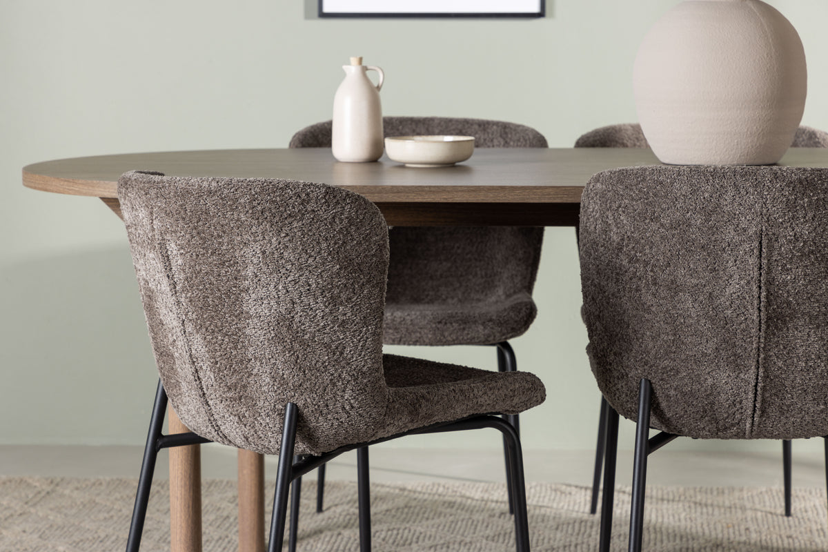Venture Design Modesto & Andy Matstolar 2-pack Brun + Ovala Matbord 180 x 90 Natur