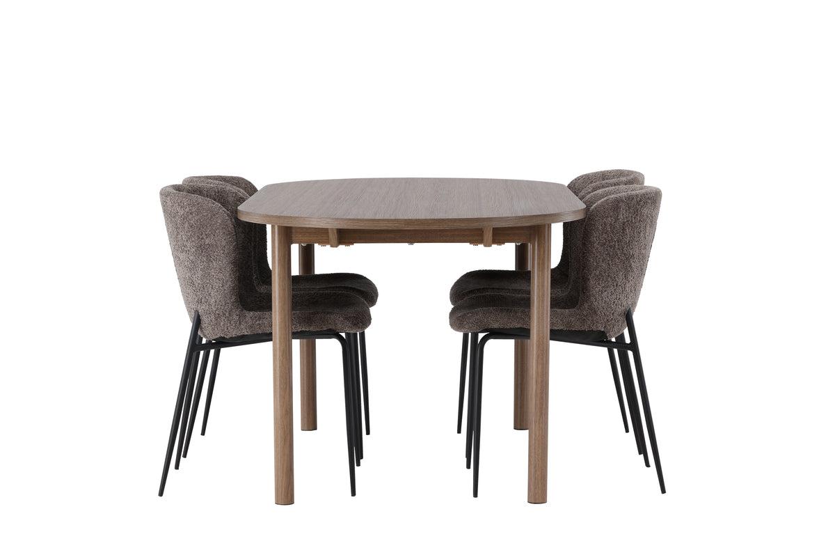 Venture Design Modesto & Andy Matstolar 2-pack Brun + Ovala Matbord 180 x 90 Natur