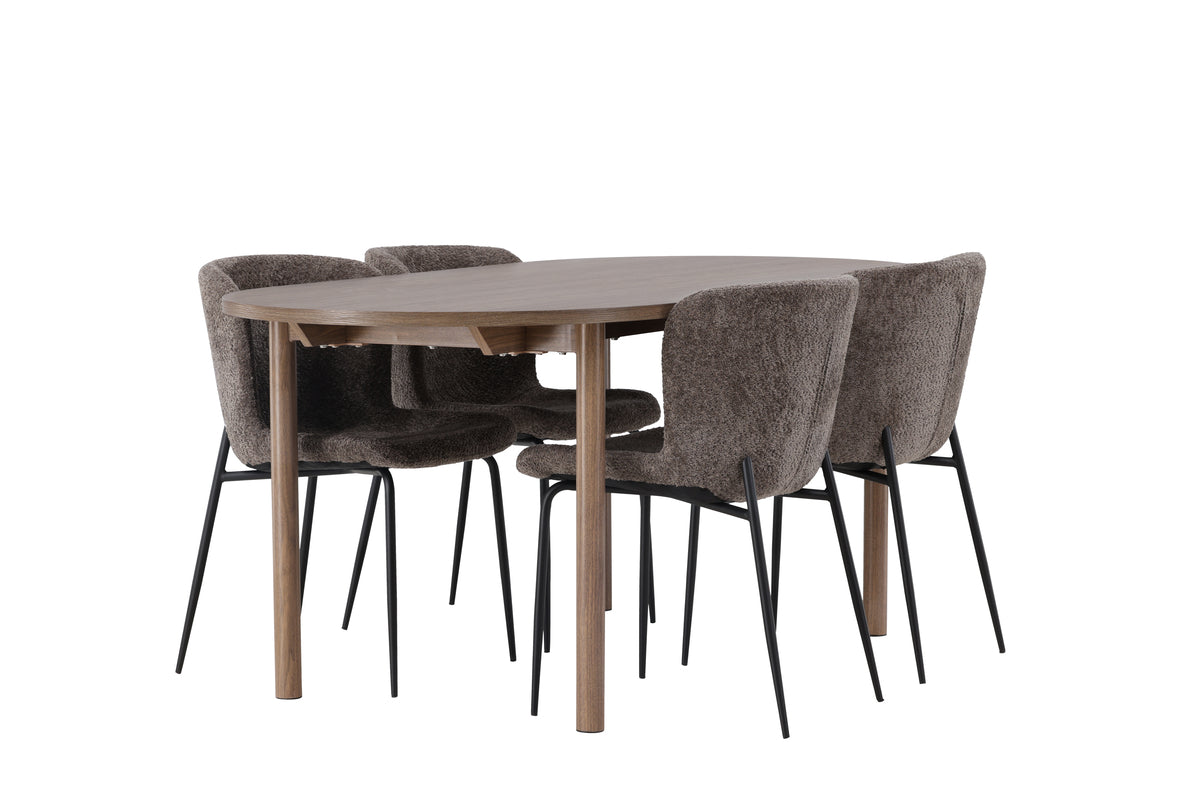Venture Design Modesto & Andy Matstolar 2-pack Brun + Ovala Matbord 180 x 90 Natur