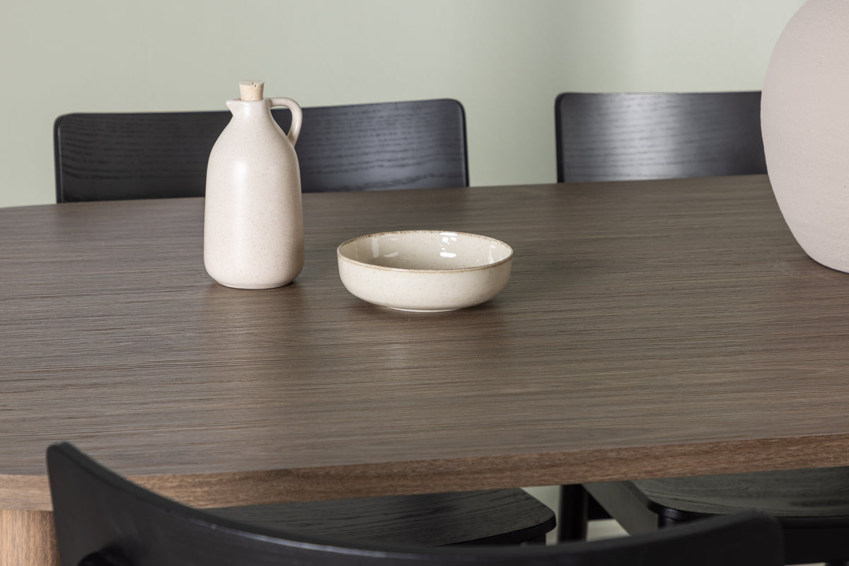 Venture Design Montros & Andy Matstolar 2-pack Svart + Ovala Matbord 180 x 90 Natur