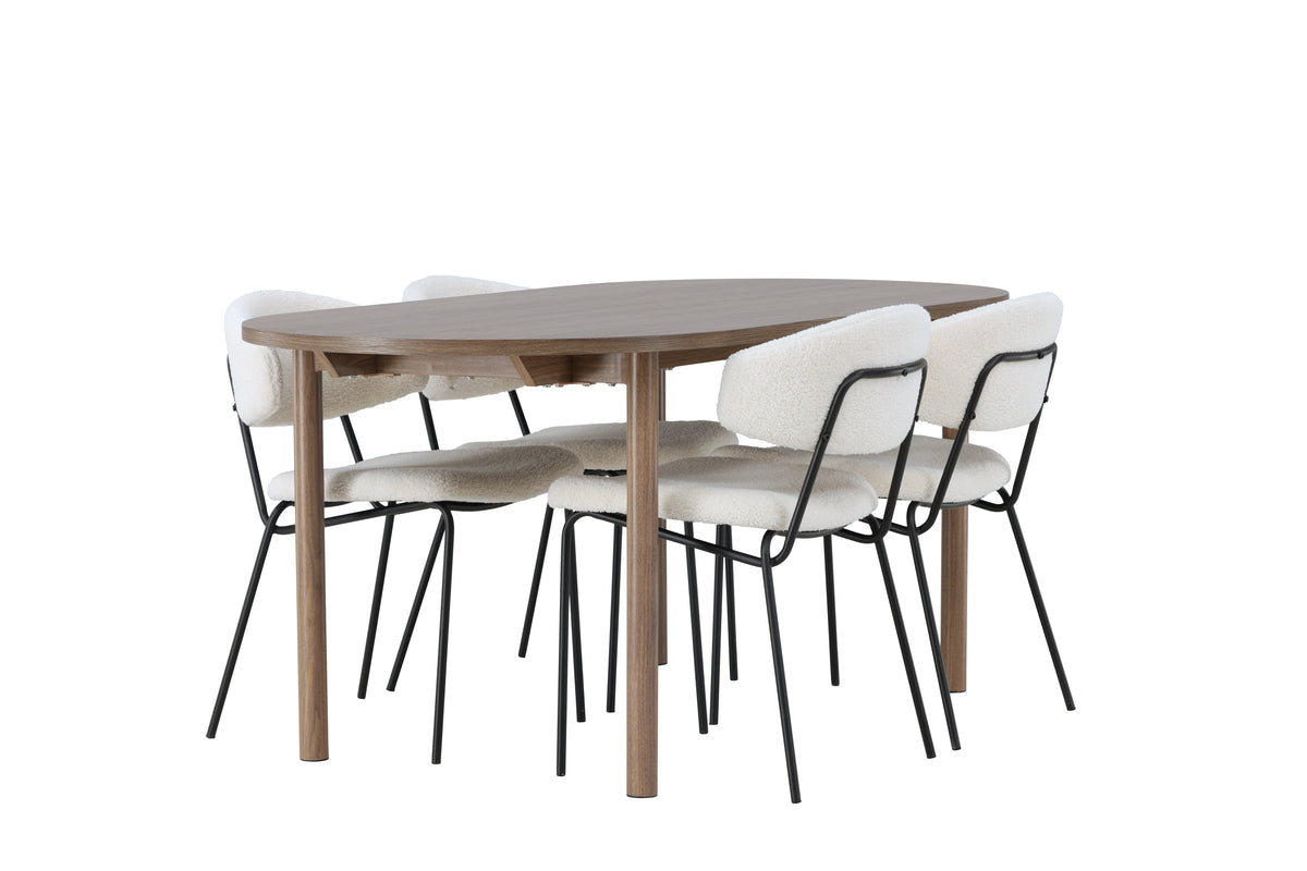 Venture Design Chico & Andy Matstolar 2-pack Vit + Ovala Matbord 180 x 90 Natur