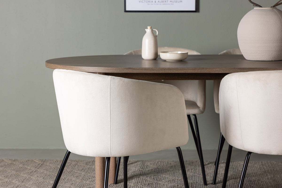 Venture Design Berit & Andy Matstolar Beige + Ovala Matbord 180 x 90 Natur