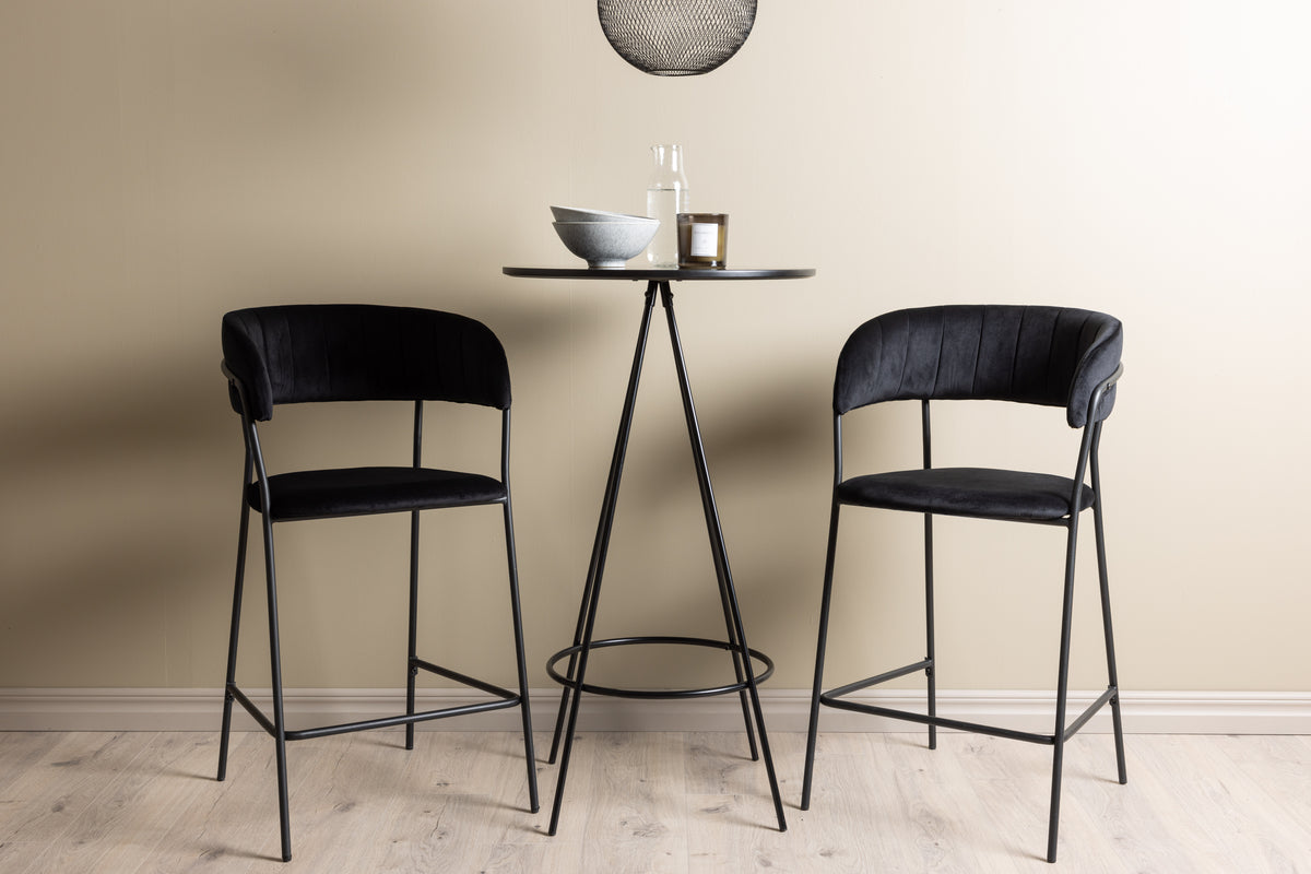 Venture Design Lui & Bistro Barstolar 2-pack Svart + Barbord ⌀60 Svart