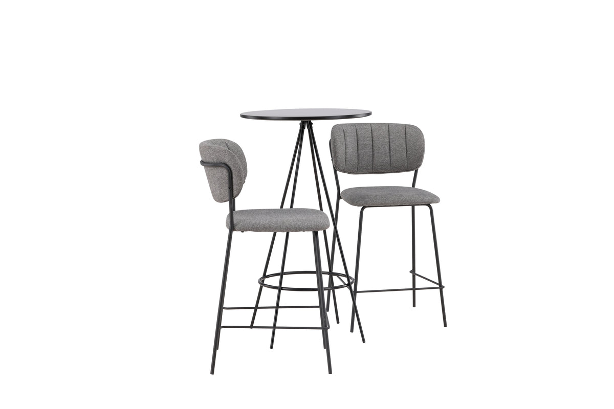 Venture Design Bell & Bistro Barstolar 2-pack Grå + Barbord ⌀60 Svart