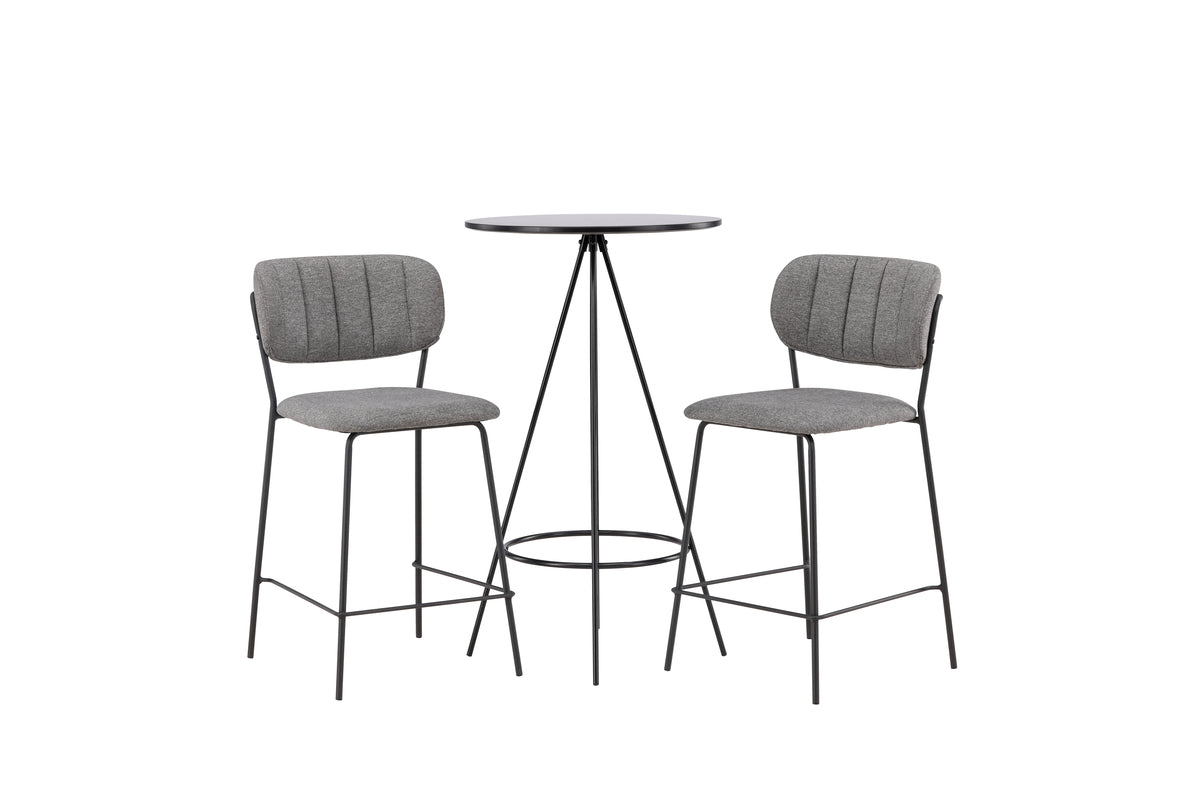 Venture Design Bell & Bistro Barstolar 2-pack Grå + Barbord ⌀60 Svart