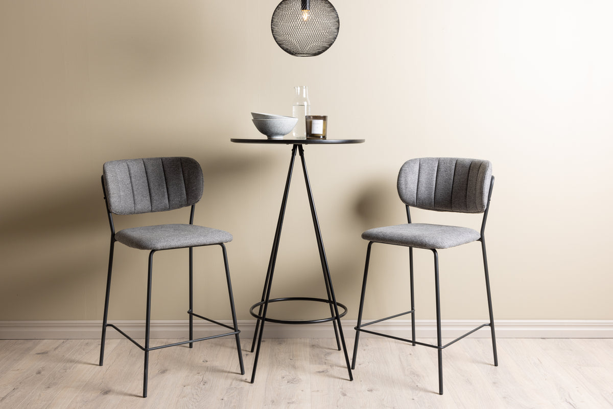 Venture Design Bell & Bistro Barstolar 2-pack Grå + Barbord ⌀60 Svart