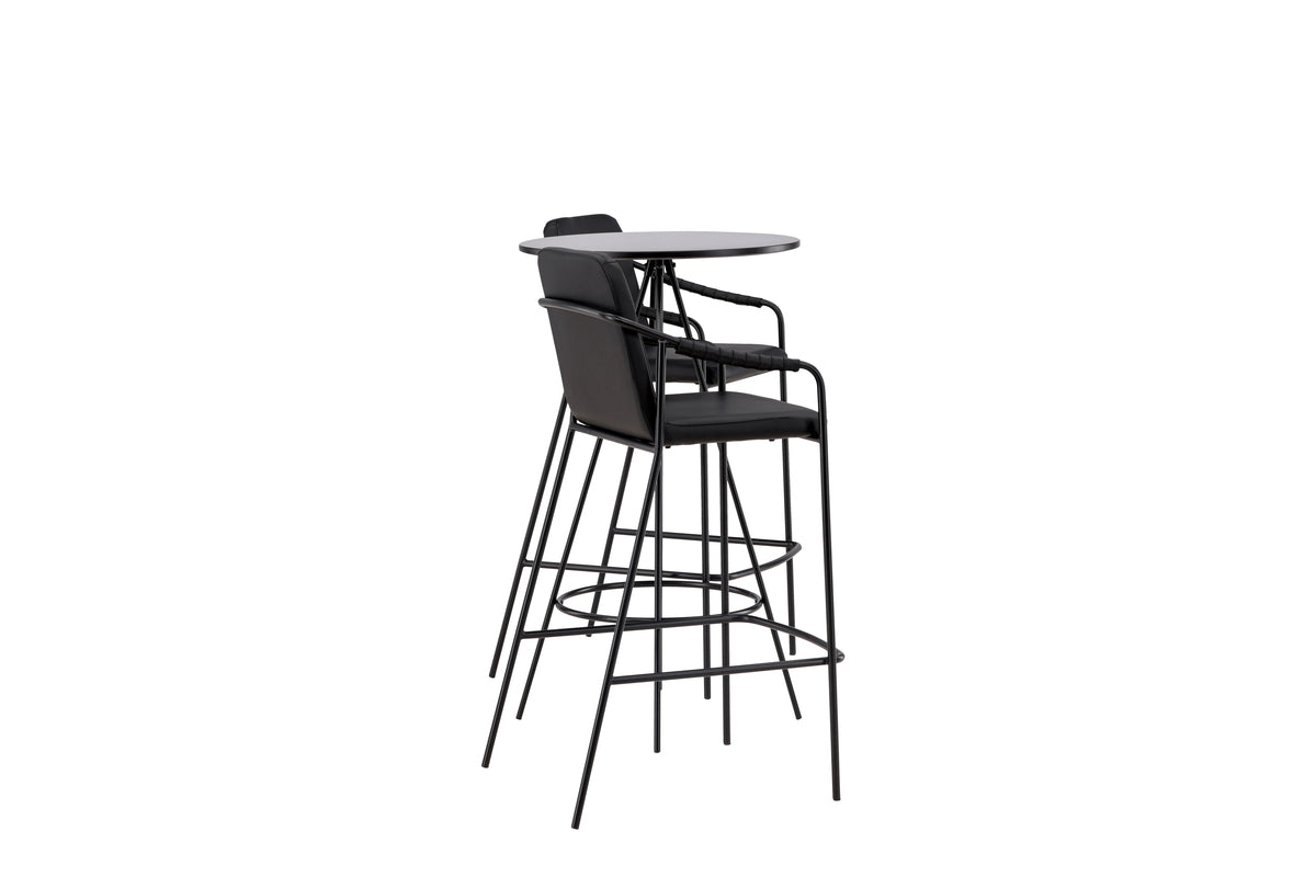 Venture Design Tvist & Bistro Barstolar 2-pack Svart + Barbord ⌀60 Svart