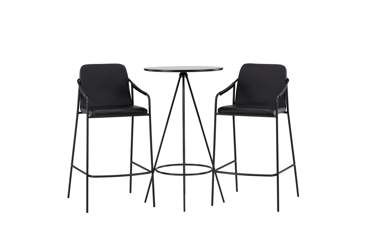 Venture Design Tvist & Bistro Barstolar 2-pack Svart + Barbord ⌀60 Svart
