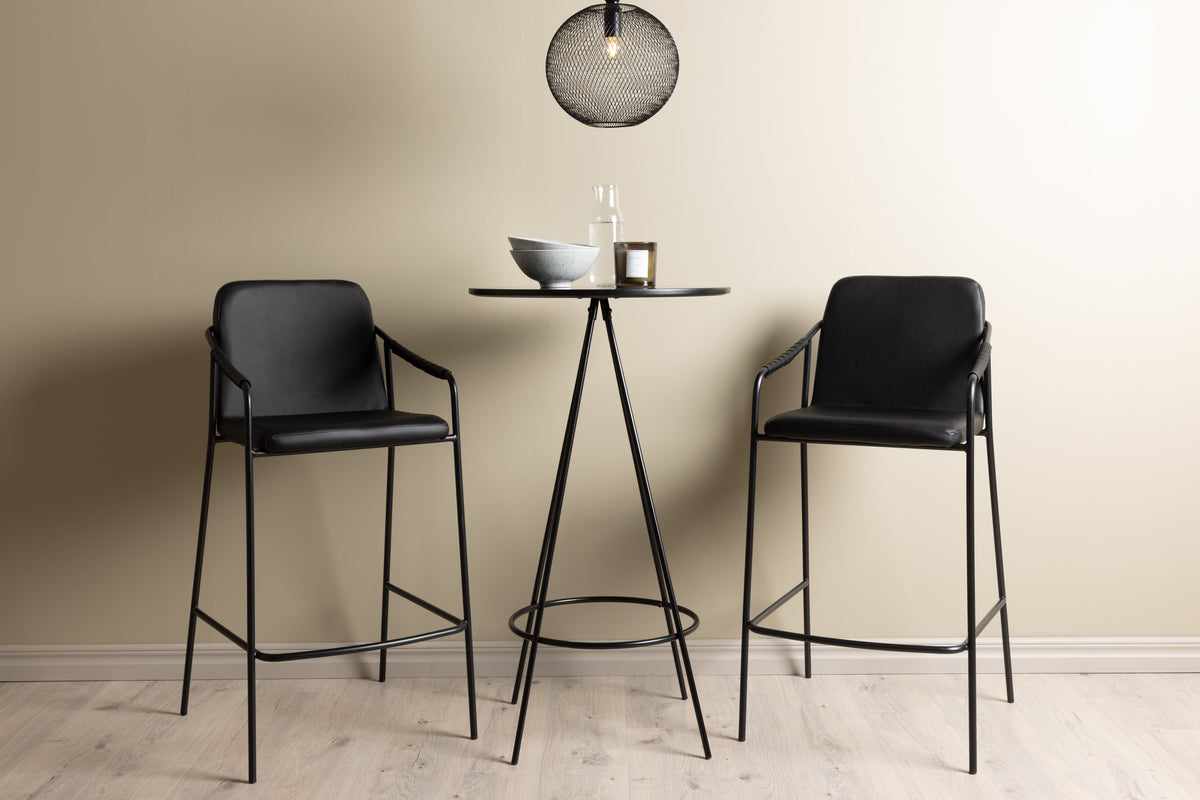 Venture Design Tvist & Bistro Barstolar 2-pack Svart + Barbord ⌀60 Svart