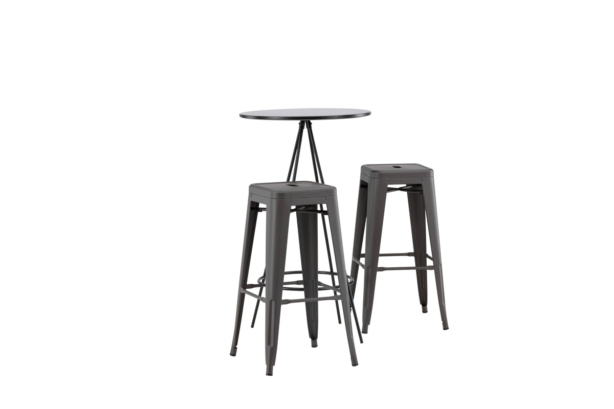 Venture Design Tempe & Bistro Barstolar 4-pack Mörkgrå + Barbord ⌀60 Svart