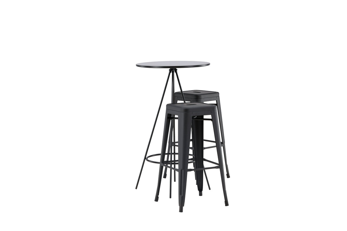 Venture Design Tempe & Bistro Barstolar 4-pack Svart + Barbord ⌀60 Svart