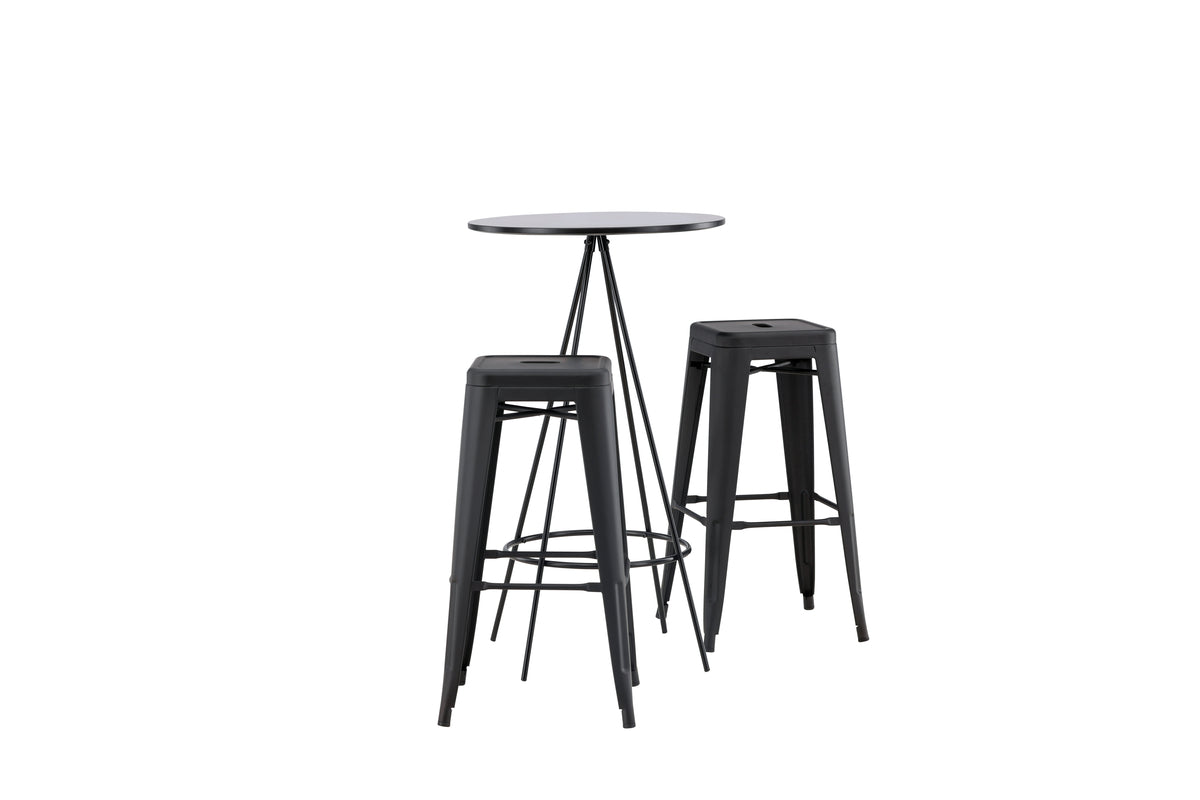 Venture Design Tempe & Bistro Barstolar 4-pack Svart + Barbord ⌀60 Svart