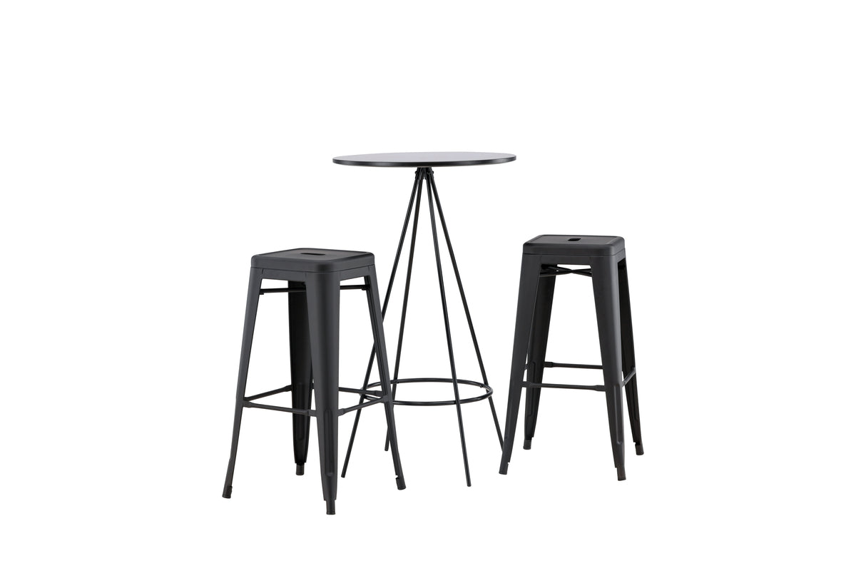 Venture Design Tempe & Bistro Barstolar 4-pack Svart + Barbord ⌀60 Svart