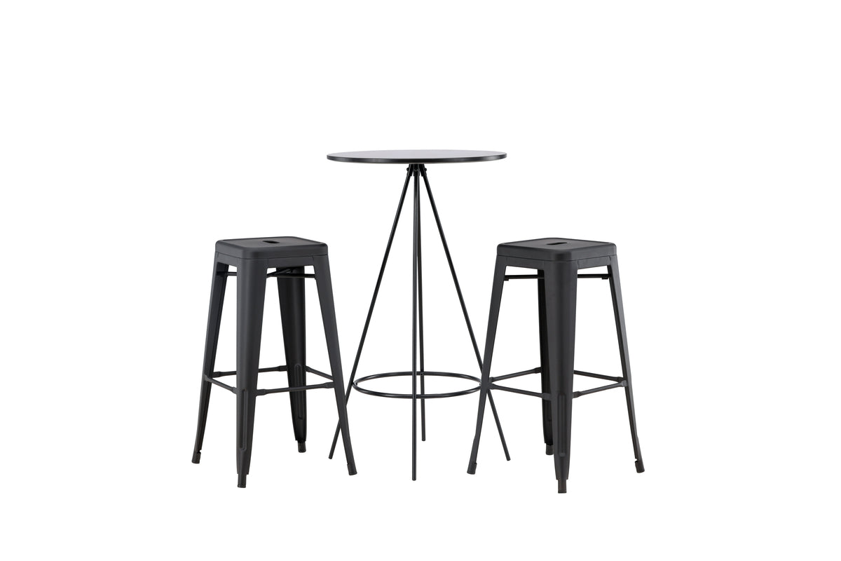 Venture Design Tempe & Bistro Barstolar 4-pack Svart + Barbord ⌀60 Svart