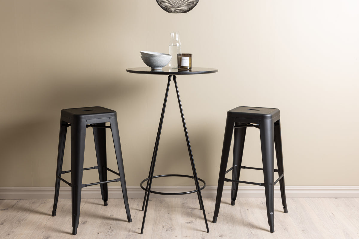 Venture Design Tempe & Bistro Barstolar 4-pack Svart + Barbord ⌀60 Svart