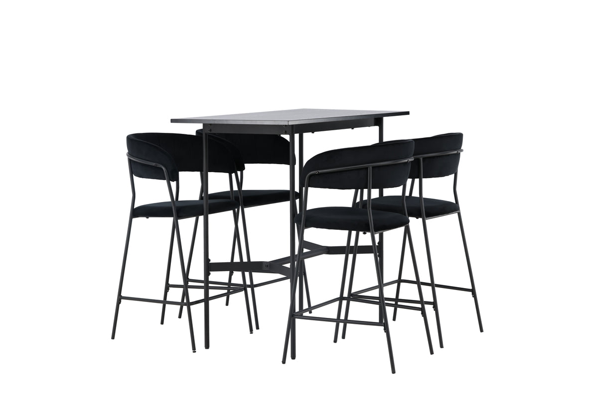 Venture Design Rax & Lui Barbord 120 x 60 Svart + Barstolar 2-pack Svart