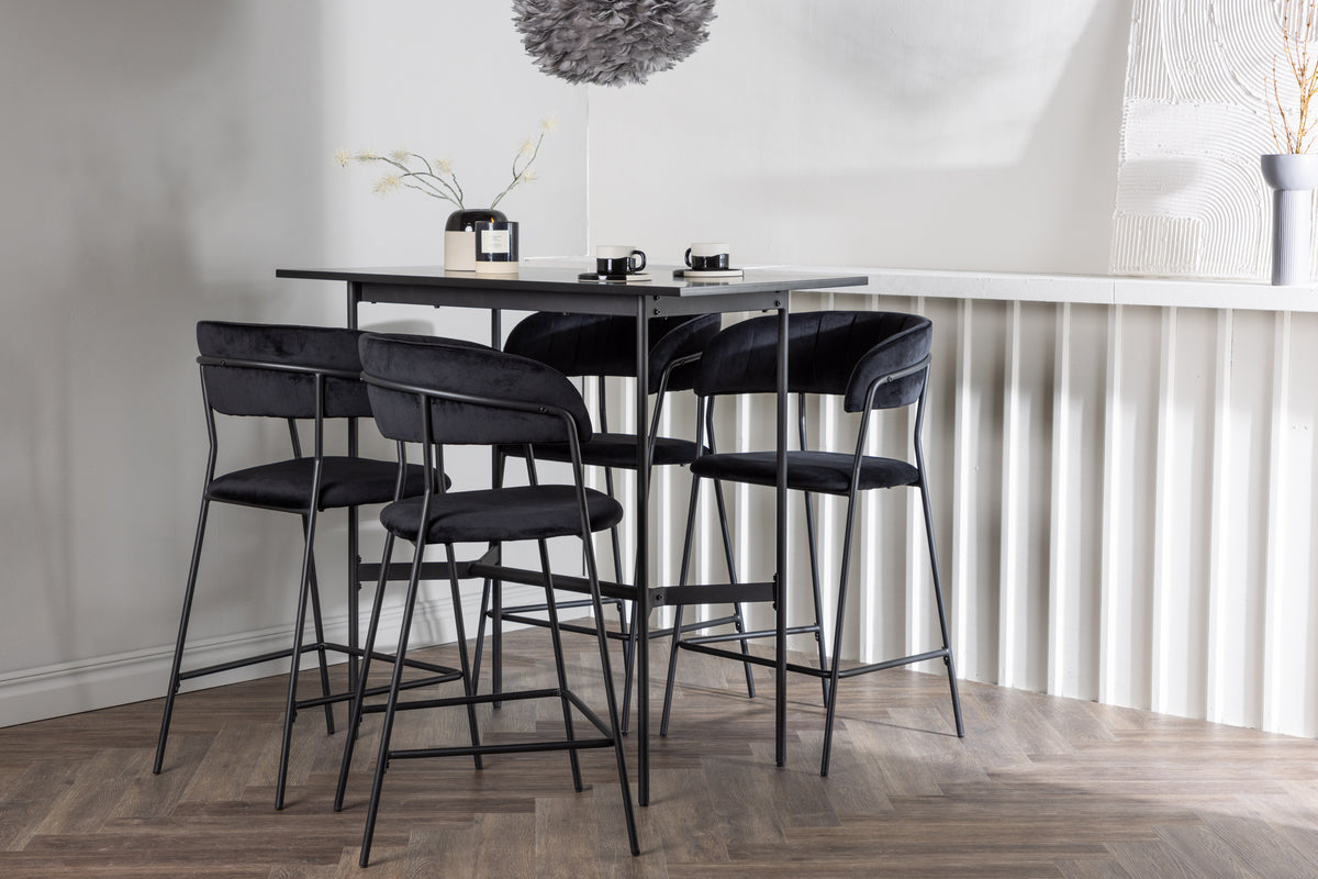 Venture Design Rax & Lui Barbord 120 x 60 Svart + Barstolar 2-pack Svart
