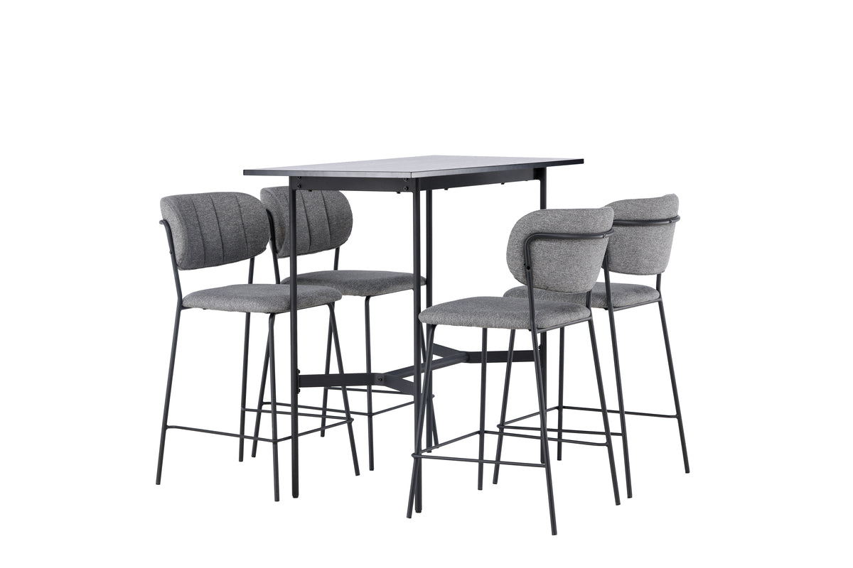 Venture Design Rax & Bell Barbord 120 x 60 Svart + Barstolar 2-pack Grå