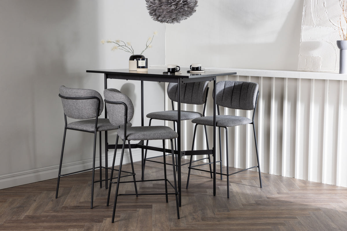 Venture Design Rax & Bell Barbord 120 x 60 Svart + Barstolar 2-pack Grå