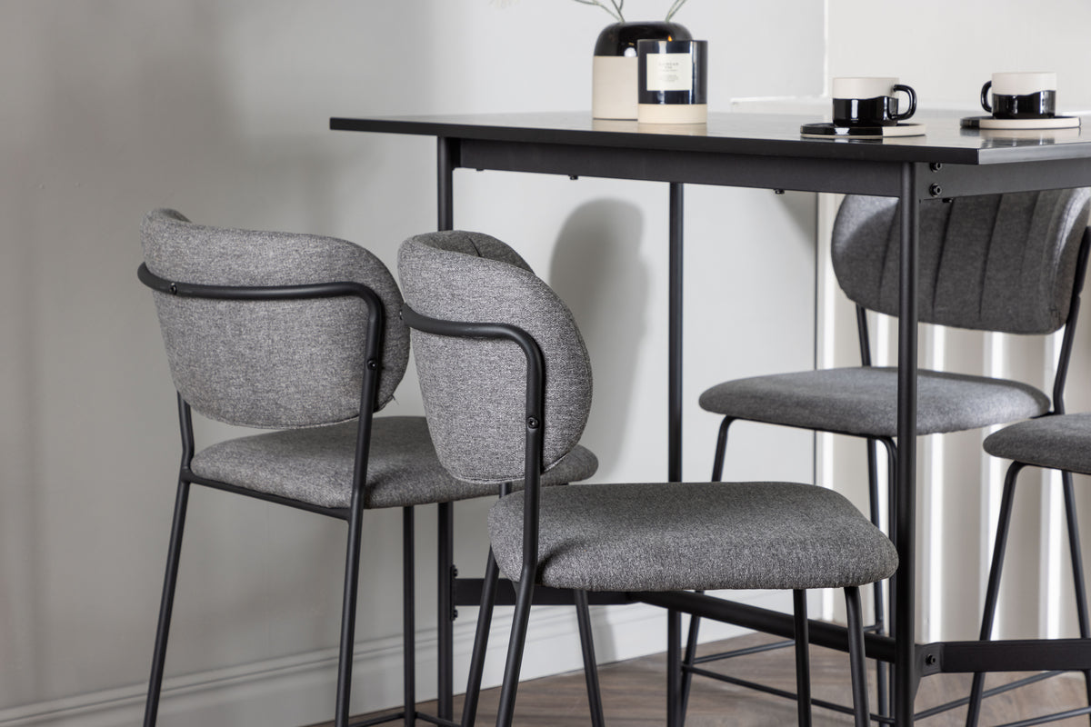 Venture Design Rax & Bell Barbord 120 x 60 Svart + Barstolar 2-pack Grå