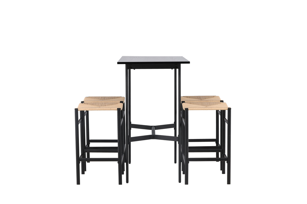 Venture Design Polly & Rax Barstolar 2-pack Natur + Barbord 120 x 60 Svart