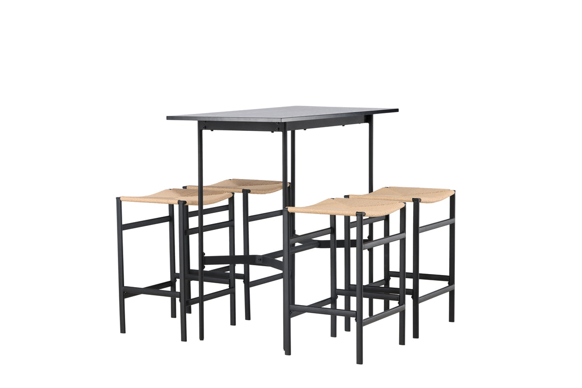Venture Design Polly & Rax Barstolar 2-pack Natur + Barbord 120 x 60 Svart