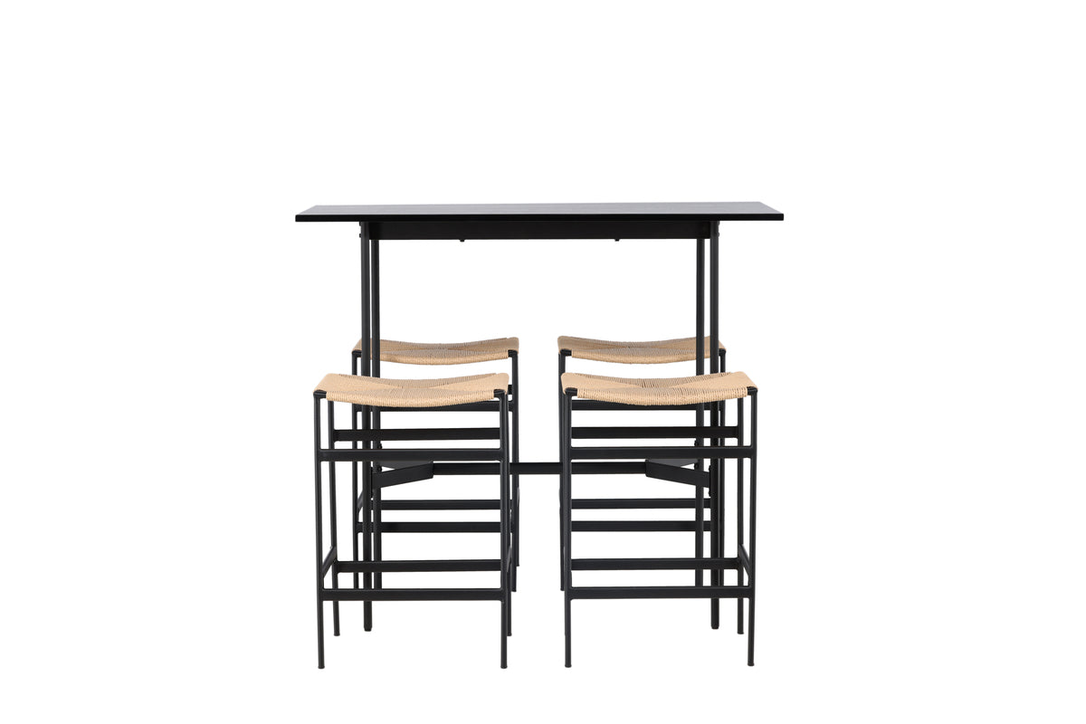 Venture Design Polly & Rax Barstolar 2-pack Natur + Barbord 120 x 60 Svart