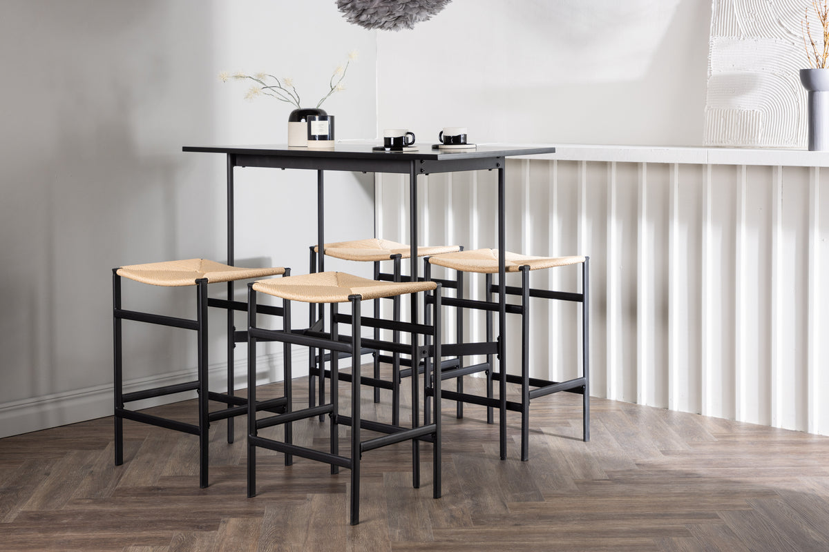 Venture Design Polly & Rax Barstolar 2-pack Natur + Barbord 120 x 60 Svart