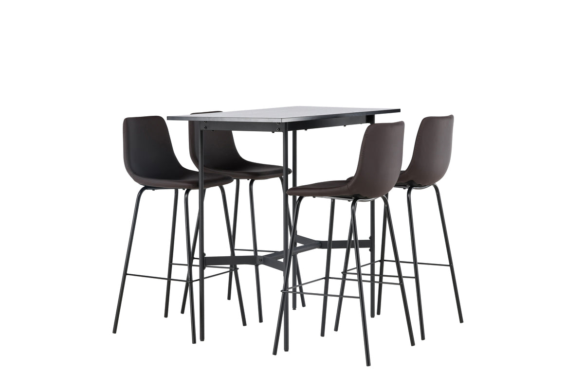 Venture Design Alexi & Rax Barstolar 2-pack Brun + Barbord 120 x 60 Svart