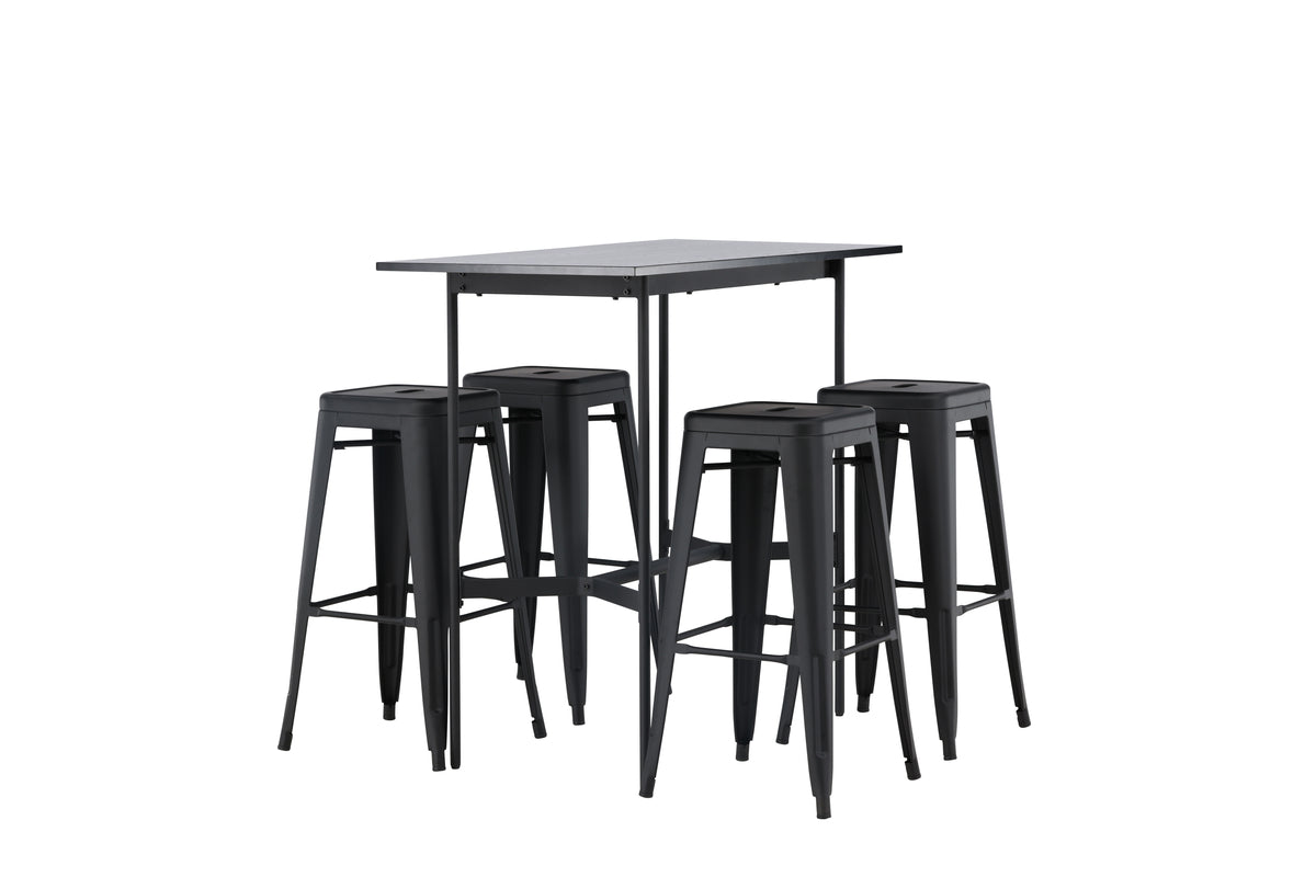 Venture Design Tempe & Rax Barstolar 4-pack Svart + Barbord 120 x 60 Svart