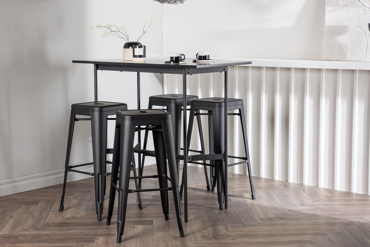 Venture Design Tempe & Rax Barstolar 4-pack Svart + Barbord 120 x 60 Svart