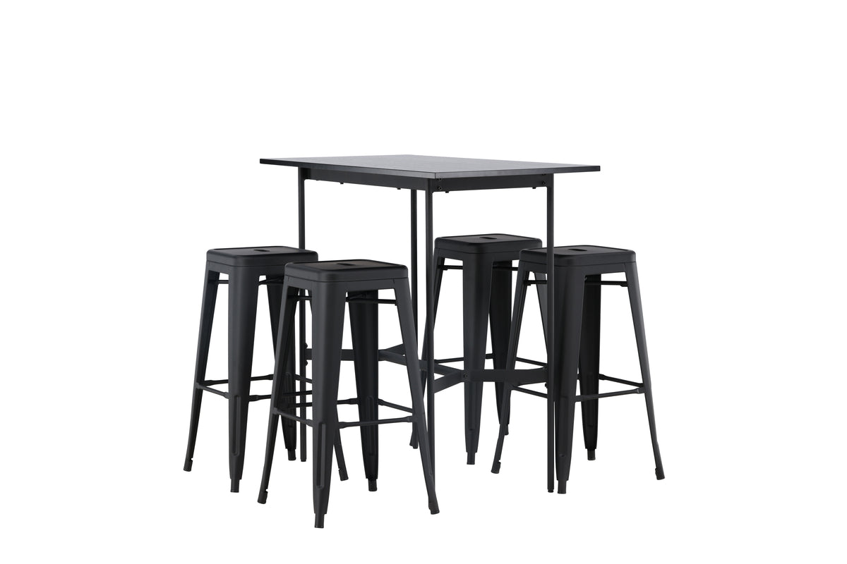 Venture Design Tempe & Rax Barstolar 4-pack Svart + Barbord 120 x 60 Svart