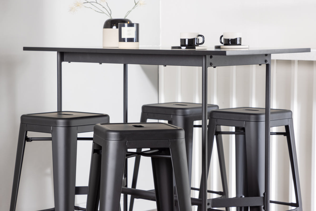 Venture Design Tempe & Rax Barstolar 4-pack Svart + Barbord 120 x 60 Svart