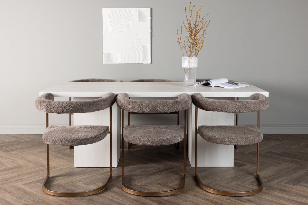 Venture Design Morning & Olga Matstolar 2-pack Brun + Rektangulära Matbord 200 x 90 Vit