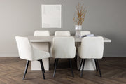 Venture Design Rosie & Olga Matstolar 2-pack Beige + Rektangulära Matbord 200 x 90 Vit