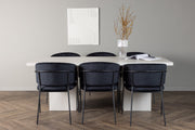 Venture Design Selma & Olga Matstolar 2-pack Svart + Rektangulära Matbord 200 x 90 Vit