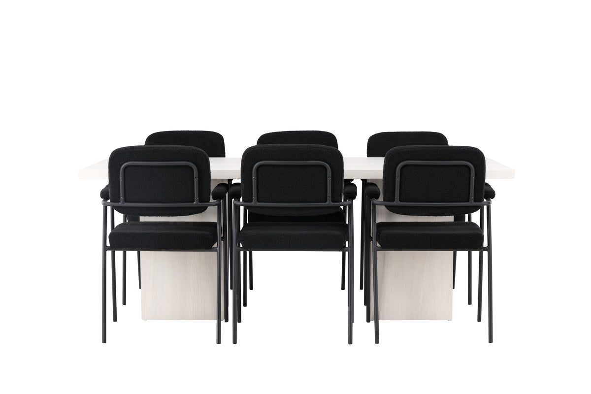 Venture Design Yesterday & Olga Matstolar 2-pack Svart + Rektangulära Matbord 200 x 90 Vit
