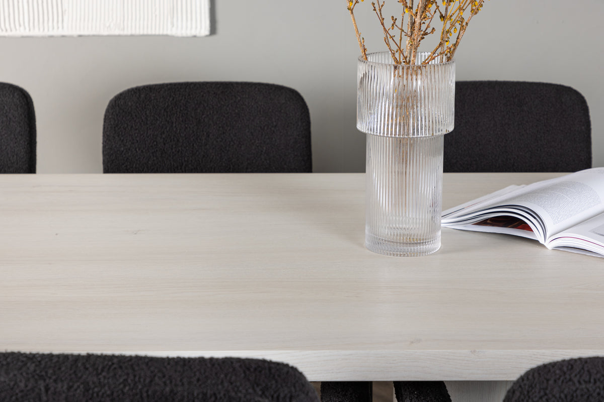 Venture Design Yesterday & Olga Matstolar 2-pack Svart + Rektangulära Matbord 200 x 90 Vit