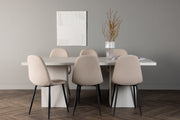 Venture Design Polar & Olga Matstolar 2-pack Beige + Rektangulära Matbord 200 x 90 Vit