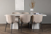 Venture Design Modesto & Olga Matstolar 2-pack Beige + Rektangulära Matbord 200 x 90 Vit