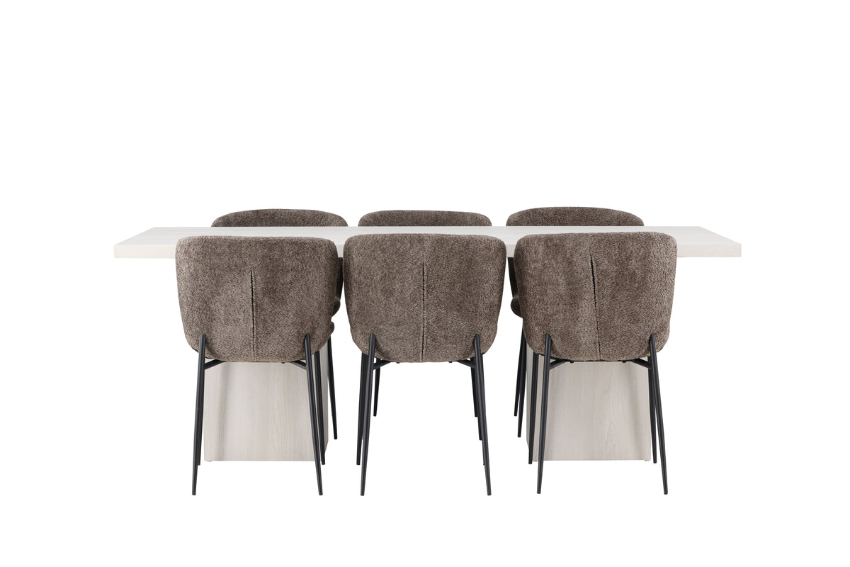 Venture Design Modesto & Olga Matstolar 2-pack Brun + Rektangulära Matbord 200 x 90 Vit