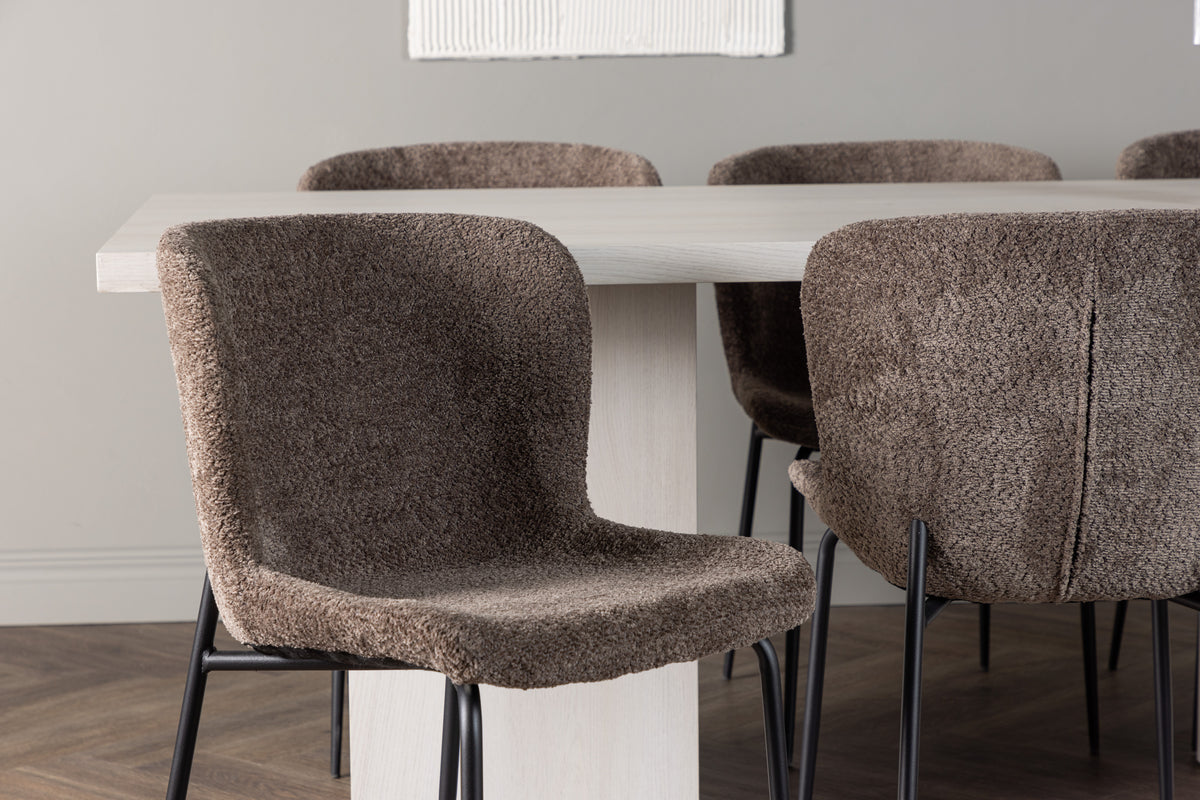 Venture Design Modesto & Olga Matstolar 2-pack Brun + Rektangulära Matbord 200 x 90 Vit
