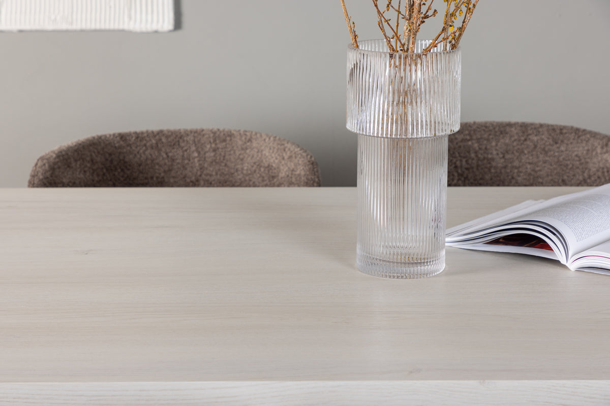 Venture Design Modesto & Olga Matstolar 2-pack Brun + Rektangulära Matbord 200 x 90 Vit