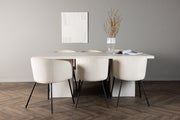 Venture Design Berit & Olga Matstolar Beige + Rektangulära Matbord 200 x 90 Vit