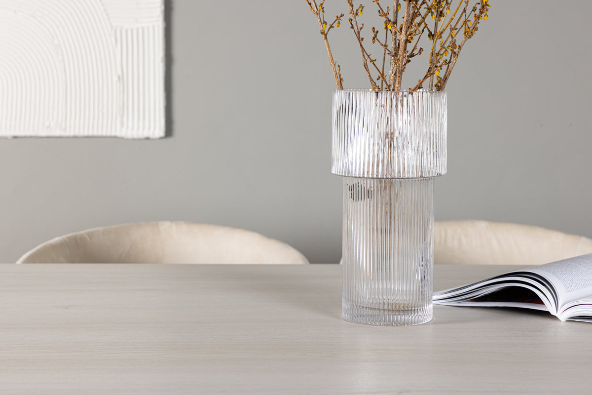 Venture Design Berit & Olga Matstolar Beige + Rektangulära Matbord 200 x 90 Vit