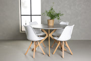 Venture Design Piazza & Zeno Runda Matbord ⌀120 Grå + Matstolar 2-pack Vit