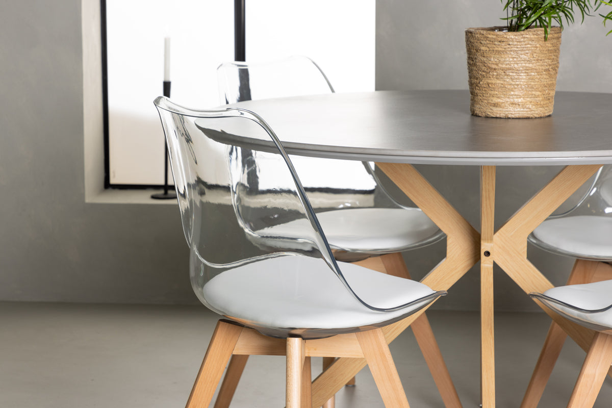 Venture Design Piazza & Edvin Runda Matbord ⌀120 Grå + Matstolar 2-pack Natur