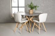 Venture Design Piazza & Lilja Runda Matbord ⌀120 Grå + Matstolar 2-pack Beige