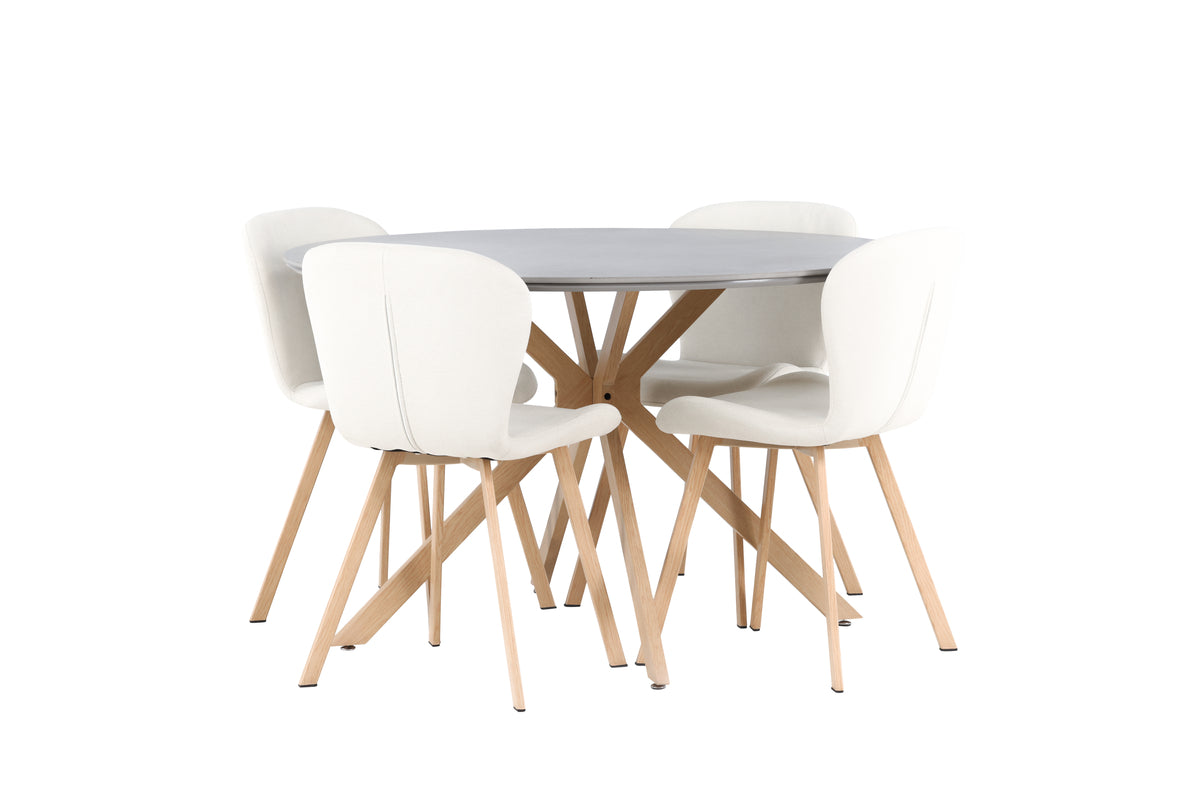 Venture Design Piazza & Lilja Runda Matbord ⌀120 Grå + Matstolar 2-pack Beige