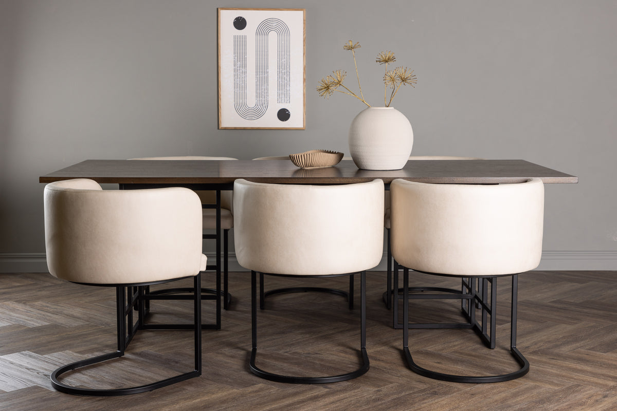 Venture Design Simrishamn & Ystad Matstolar Beige + Rektangulära Matbord 220 x 100 Mocka